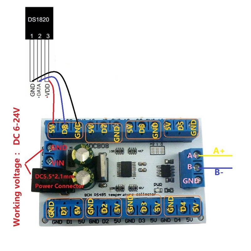 ELETECHSUP 8Ch Ds18b20 Rs485 M - Ds18B20 review and price